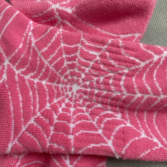 Sp5der Spider Print Ribbed High Socks Unisex Pink - Picture 4 of 6